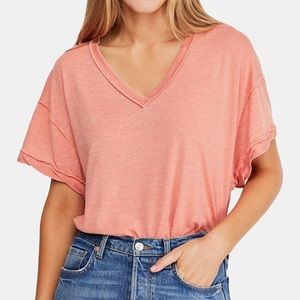 Free People All Mine Open Back Tee T Shirt Pink Orange